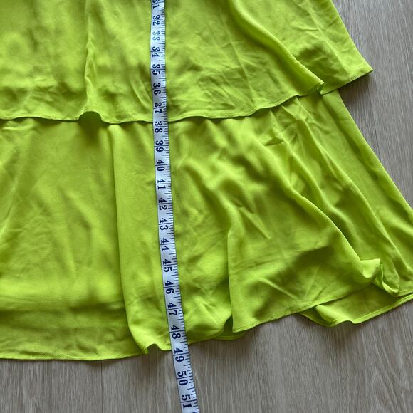 Lulu's Maxi Dress Small Celebration Time Sleeveless Tiered Midi Lime Green FLAW - Picture 9 of 16